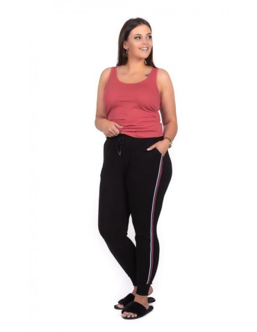 Koszulka damska na ramiączkach Tank-Top bawełniana Plus Size - CZARNY