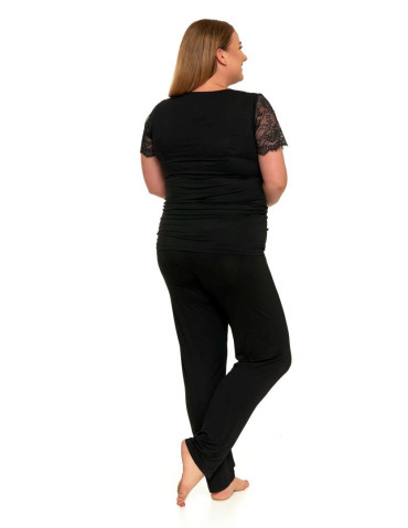 Krótki rękaw - Piżama damska wiskozowa koronka plus size CZARNY - produkt 5