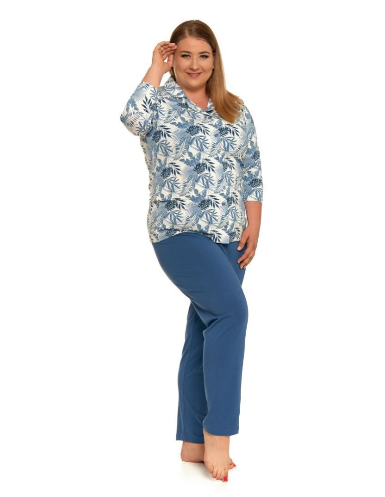 Długi rękaw - Piżama damska bawełania długa zapinana plus size GRAFIT - produkt moraj.pl 2