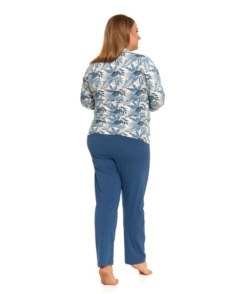 Długi rękaw - Piżama damska bawełania długa zapinana plus size GRAFIT - produkt moraj.pl 3