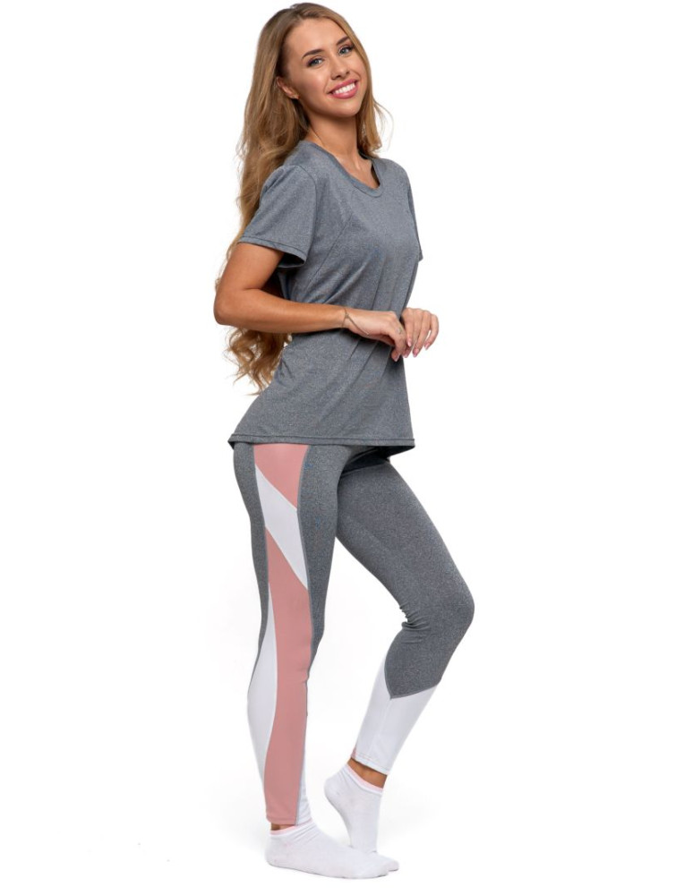 Legginsy - Fitnessowe legginsy damskie z wysokim stanem SZARY - produkt moraj.pl 2