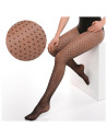 Rajstopy damskie cleo gęsty wzór w groszki 20 DEN bezpalcowe CZARNY