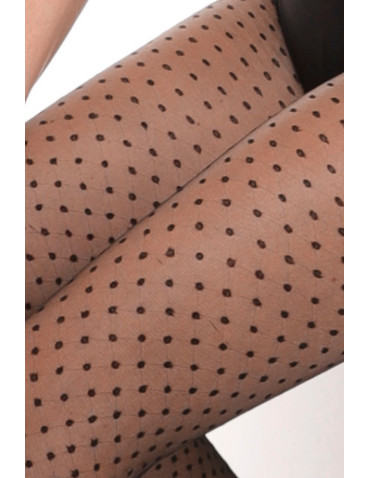 Rajstopy - Rajstopy damskie cleo gęsty wzór w groszki 20 DEN bezpalcowe CZARNY - produkt 3