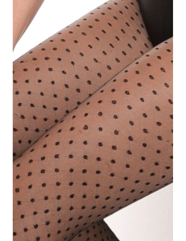 Rajstopy - Rajstopy damskie cleo gęsty wzór w groszki 20 DEN bezpalcowe CZARNY  - produkt moraj.pl 3