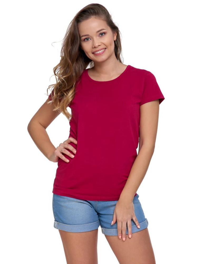 T-shirt damski z okrągłym dekoltem plus size FIOLETOWY