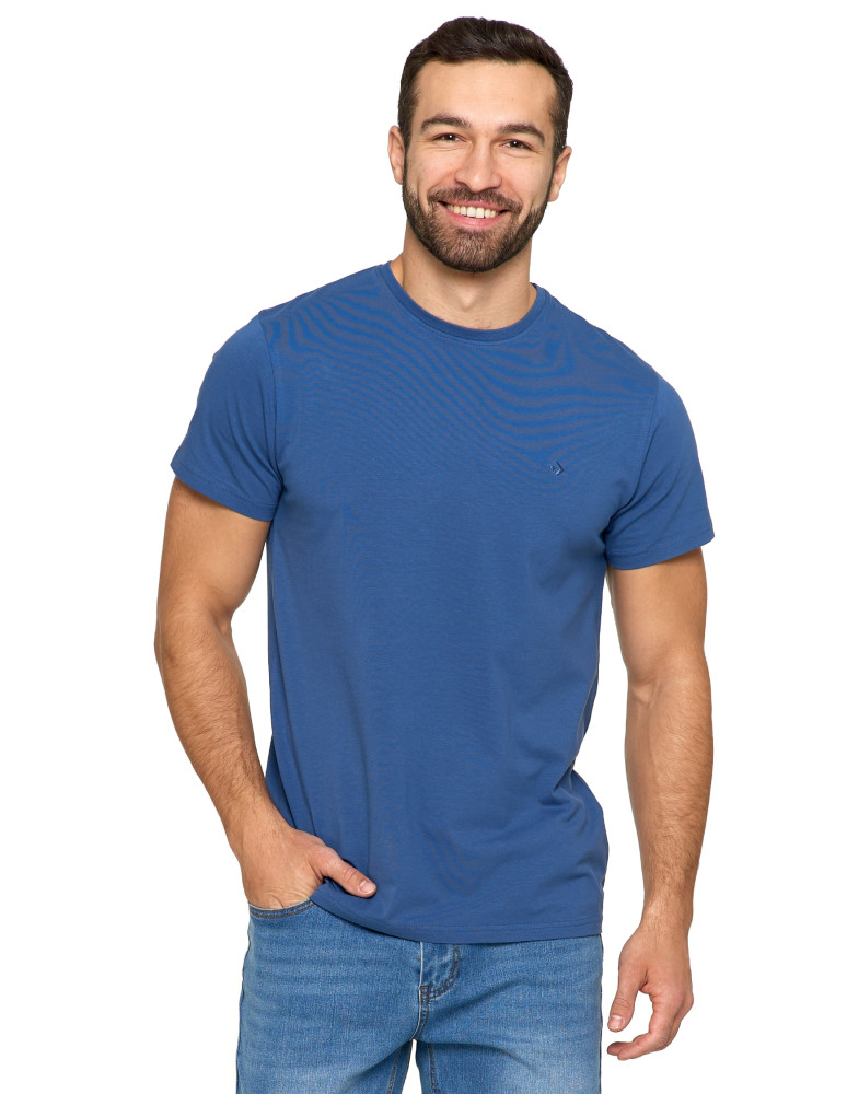 Koszulki, topy, koszule - Koszulka męska T-shirt bawełniana Premium okrągły dekolt NIEBIESKI - produkt moraj.pl 5