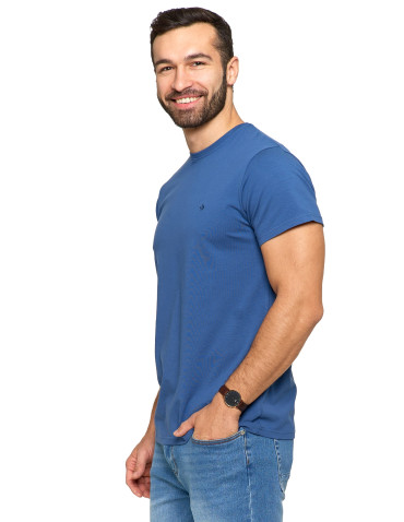 Koszulki, topy, koszule - Koszulka męska T-shirt bawełniana Premium okrągły dekolt NIEBIESKI - produkt 17