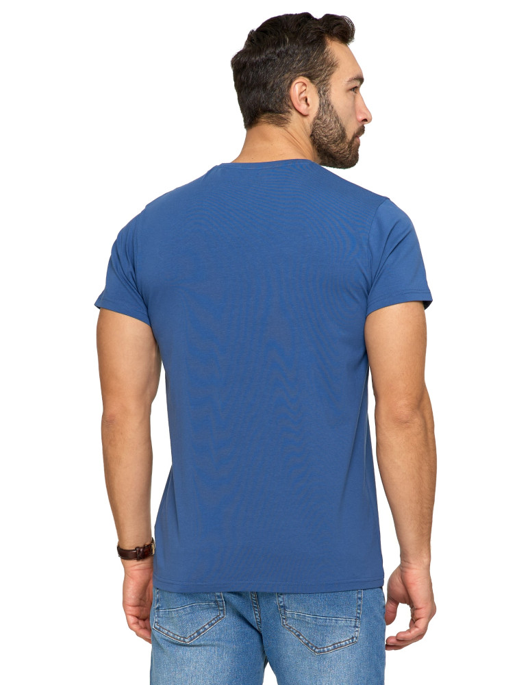 Koszulki, topy, koszule - Koszulka męska T-shirt bawełniana Premium okrągły dekolt NIEBIESKI - produkt moraj.pl 19
