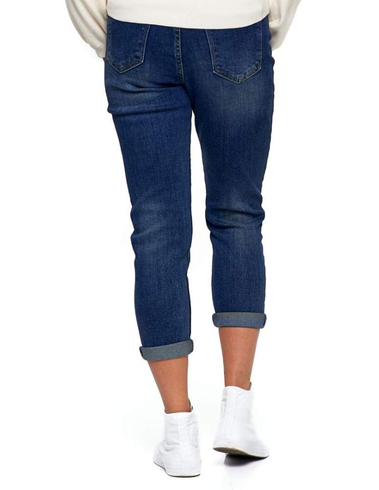 Spodnie - Spodnie damskie jeansowe mom fit NIEBIESKI - produkt moraj.pl 2