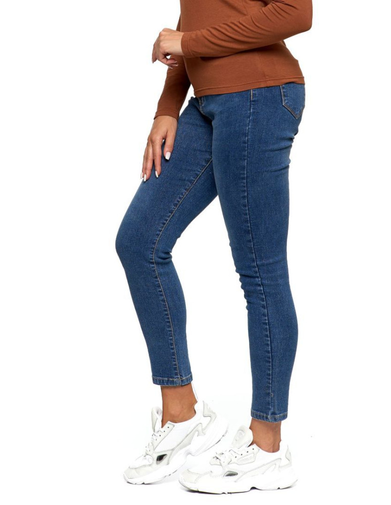 Spodnie - Spodnie damskie jeansowe mom fit NIEBIESKI - produkt moraj.pl 4