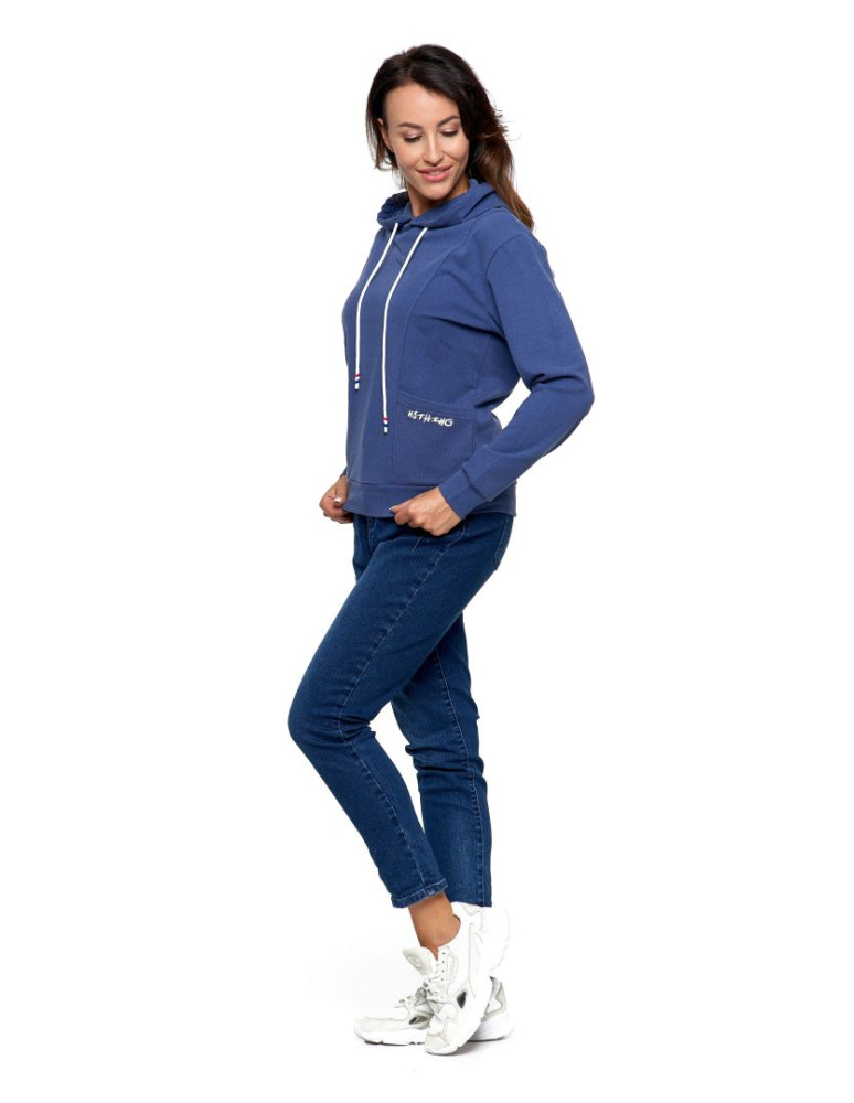 Spodnie - Spodnie damskie jeansowe mom fit NIEBIESKI - produkt moraj.pl 6