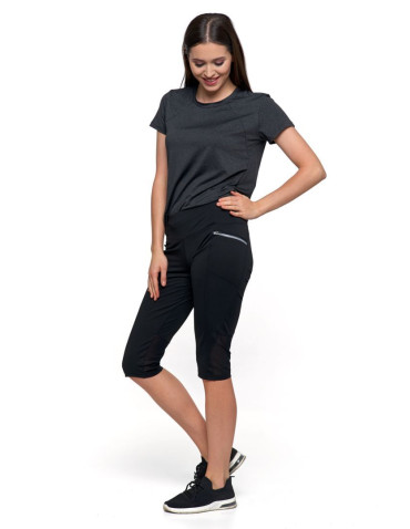 Legginsy - Legginsy damskie z kieszonkami na zamek CZARNY - produkt 1