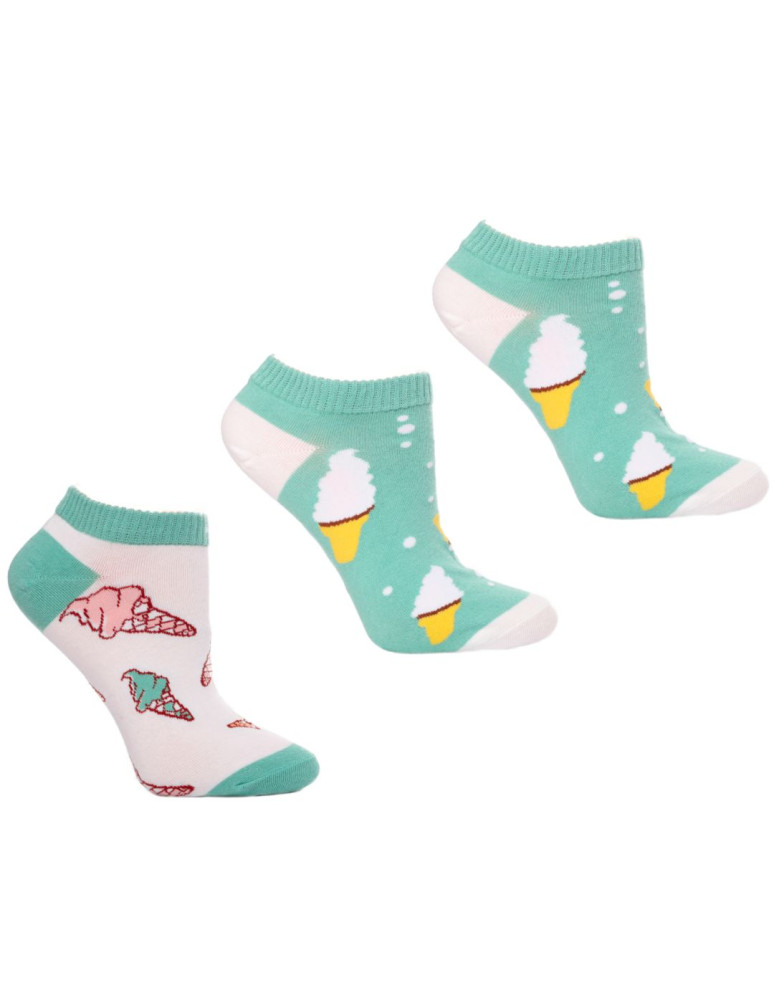 Kolorowe skarpetki stopki damskie w lody WZÓR 2