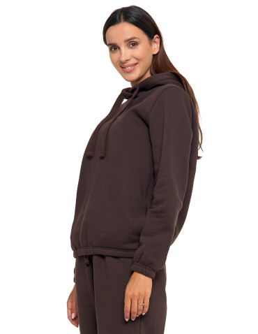 Bluzy - Bluza damska dresowa o luźnym kroju z kapturem BRĄZOWY - produkt 5