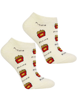 Bawełniane damskie skarpetki stopki wzór w jedzenie 3-pak  - produkt 2