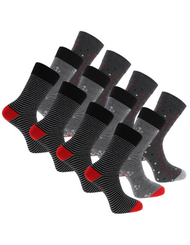 Skarpetki męskie długie bawełniane z drobnym wzorem 12-pak