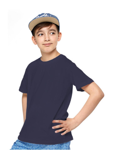 Chłopiec - T-shirt bawełniany młodzieżowy GRANATOWY - produkt 1