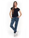 T-shirt damski z dekoltem w serek CZARNY