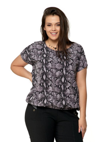 Bluzki i koszule - Bluzka damska ze wzorem skóry węża SZARY - produkt 1