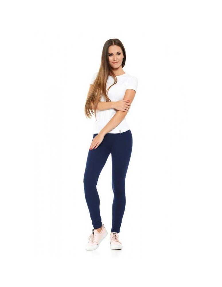 Klasyczne legginsy damskie z wysokim stanem plus size GRANATOWY