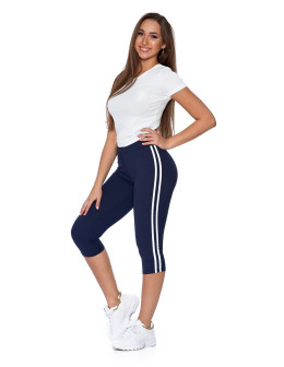 Legginsy damskie 3/4 peach touch z lampasami Plus Size  - produkt 2