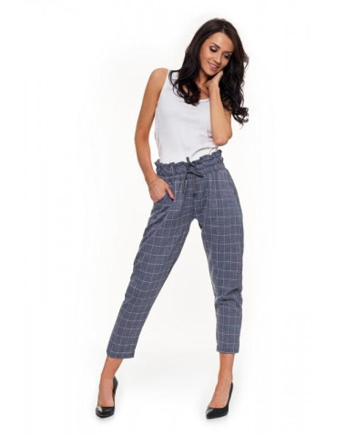 Spodnie - Spodnie damskie w kratkę wiązane w pasie JEANS - produkt 1