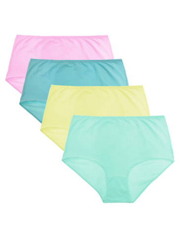 Figi - Figi damskie maxi bikini pastelowe plus size 4-pak WIELOKOLOROWY - produkt 1