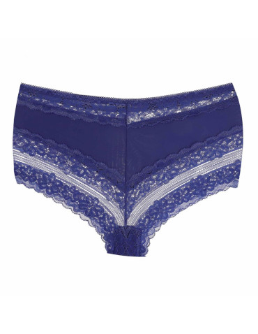 Figi - Figi damskie szorty wykończone koronką GRANATOWY - produkt 1