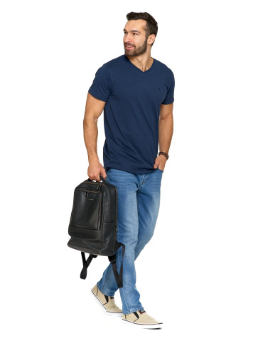 Koszulki, topy, koszule - Koszulka męska bawełna Premium T-shirt dekolt w serek BIAŁY - produkt 32