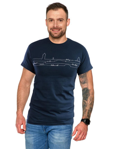 Koszulki, topy, koszule - T-shirt męski trójmiasto GRANATOWY - produkt 1