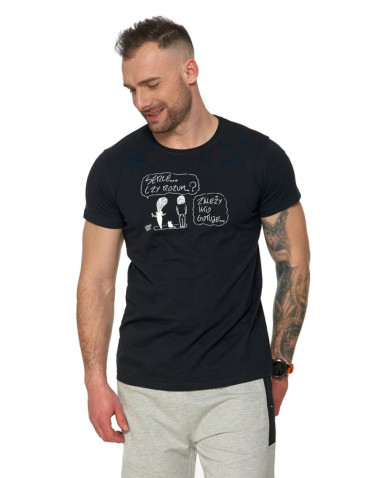 Koszulki, topy, koszule - T-shirt męski z zabawnym napisem Żartowniś Ponury CZARNY - produkt 1