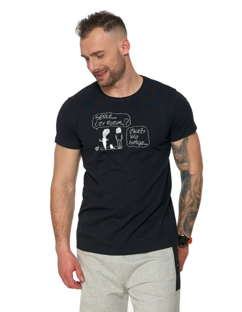 Koszulki, topy, koszule - T-shirt męski z zabawnym napisem Żartowniś Ponury CZARNY - produkt moraj.pl 1