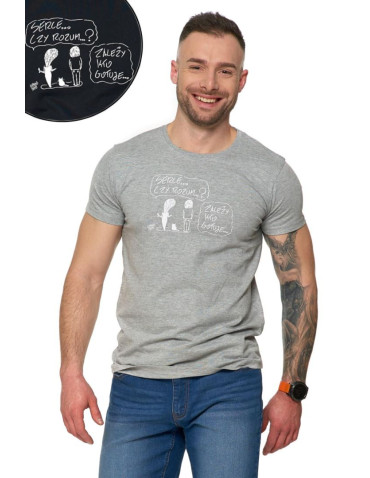 Koszulki, topy, koszule - T-shirt męski z zabawnym napisem Żartowniś Ponury JASNY SZARY - produkt 1