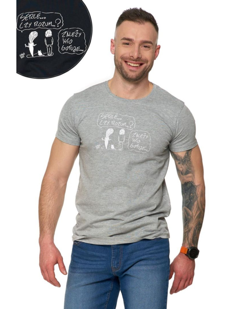 Koszulki, topy, koszule - T-shirt męski z zabawnym napisem Żartowniś Ponury JASNY SZARY - produkt moraj.pl 1