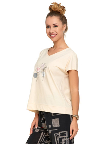 Koszulka damska T-shirt oversize w kwiatowy motyw - produkt 2