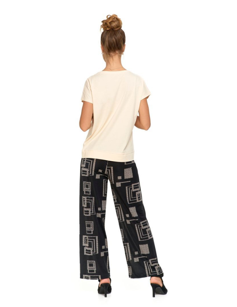 Koszulki i topy - Koszulka damska T-shirt oversize w kwiatowy motyw KREMOWY - produkt moraj.pl 6