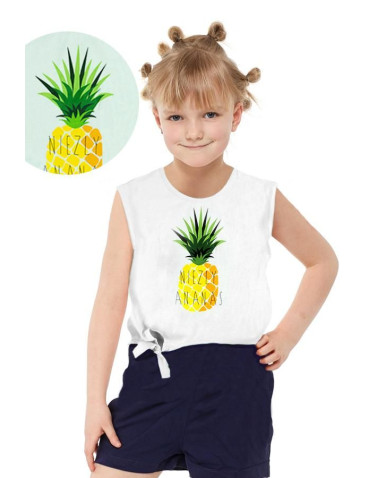 Dziewczynka - T-shirt dziewczęcy bawełniany niezły ananas BIAŁY - produkt 1