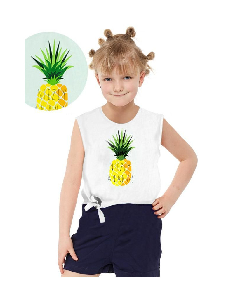 T-shirt dziewczęcy bawełniany niezły ananas BIAŁY