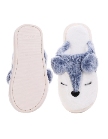 Kapcie i bambosze - Ciepłe kapcie damskie domowe motyw zwierzęcy NIEBIESKI - produkt 1