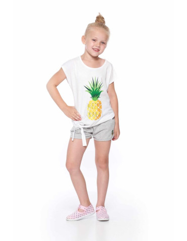 Dziewczynka - Szorty dziewczęce krótkie spodenki bawełniane JASNY SZARY - produkt 1