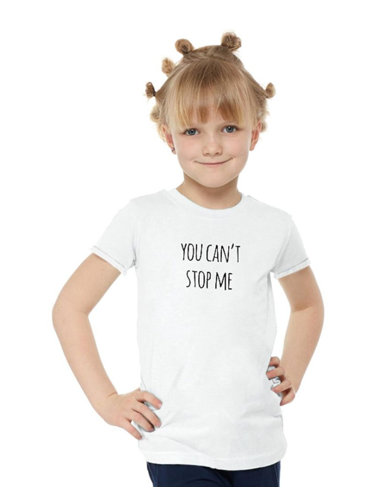 Dziewczynka - T-shirt dziewczęcy bawełniany you can't stop me BIAŁY - produkt moraj.pl 1