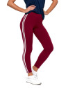 Legginsy damskie z lampasami typu peach touch CZERWONY