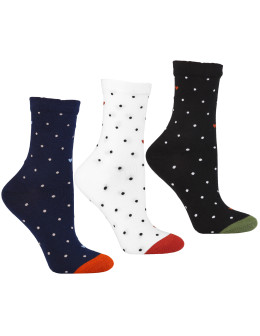Skarpetki damskie długie bawełniane w groszki 3-pak