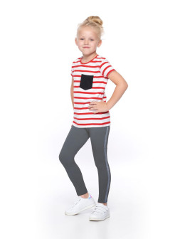 Legginsy dziewczęce z brokatowym lampasem