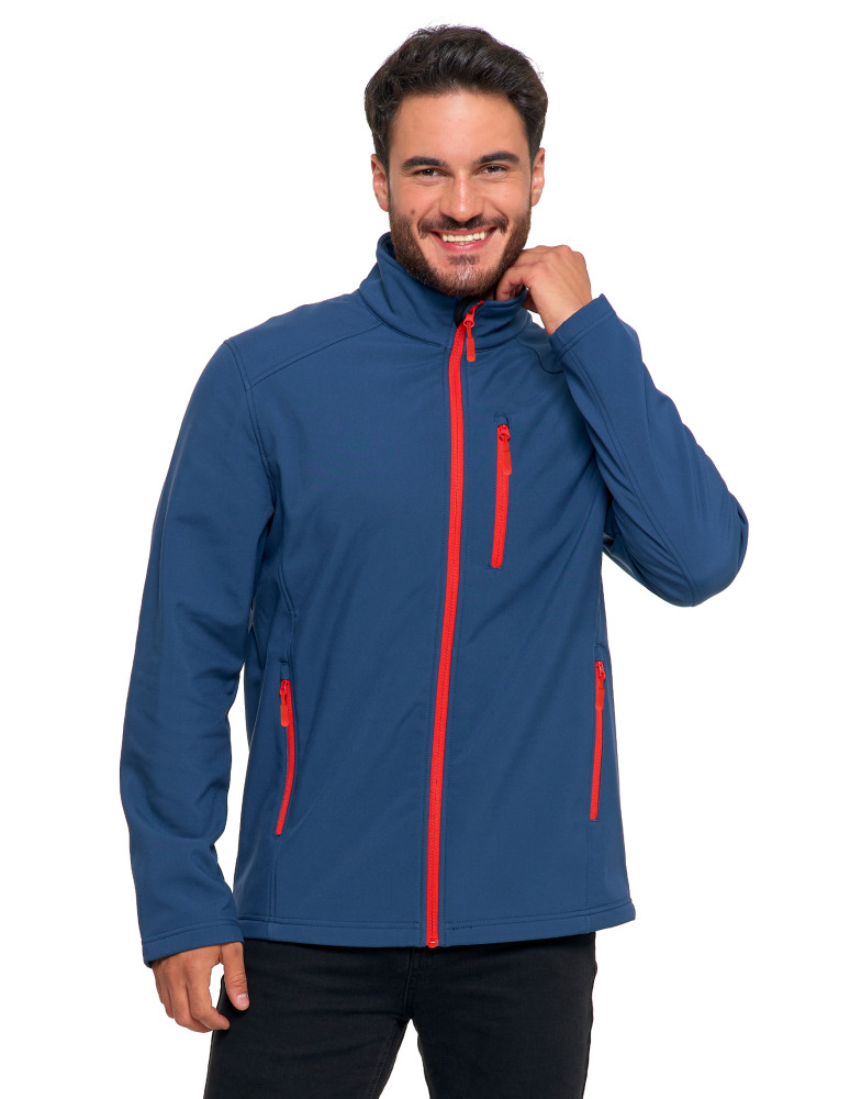 Kurtka męska wiatroszczelna typu Softshell bez kaptura JEANS