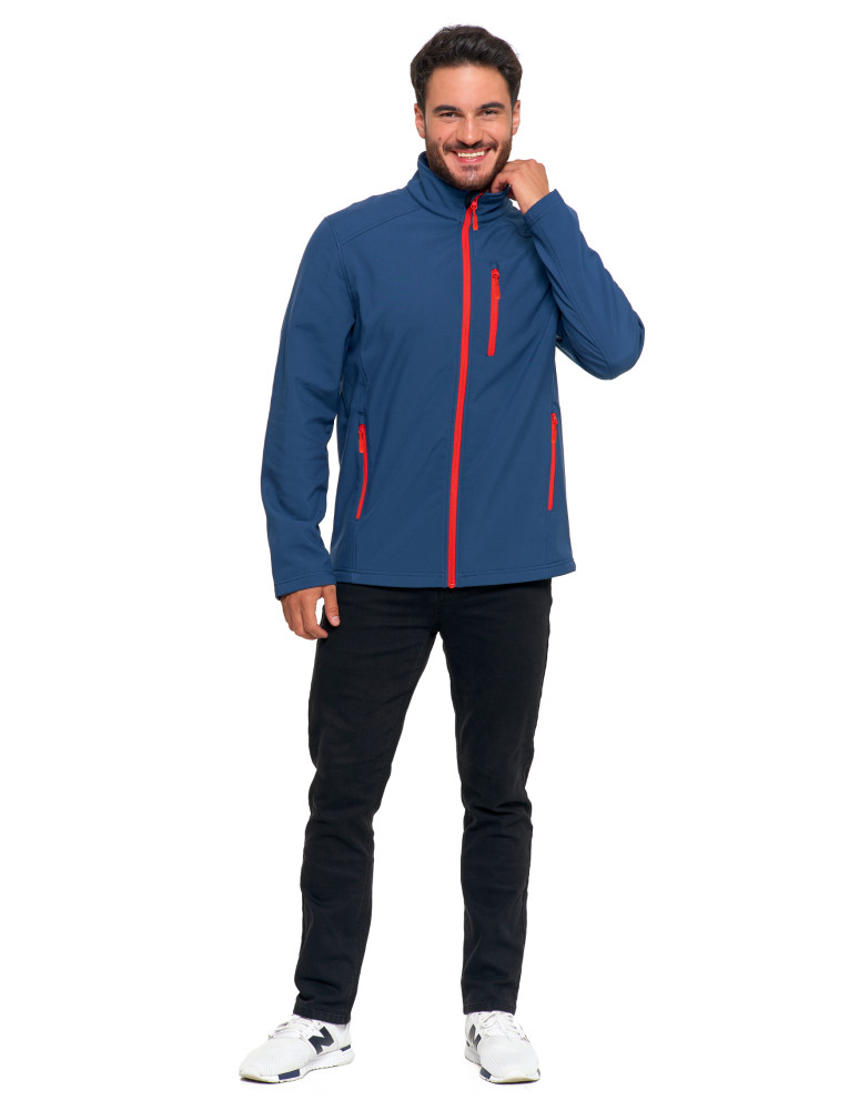 Odzież wierzchnia - Kurtka męska wiatroszczelna typu Softshell bez kaptura JEANS - produkt moraj.pl 2