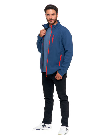 Odzież wierzchnia - Kurtka męska wiatroszczelna typu Softshell bez kaptura JEANS - produkt 5