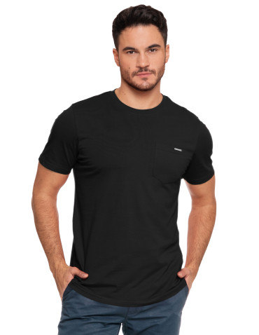 Koszulki, topy, koszule - Koszulka męska T-shirt bawełniany z kieszonką CZARNY - produkt 1