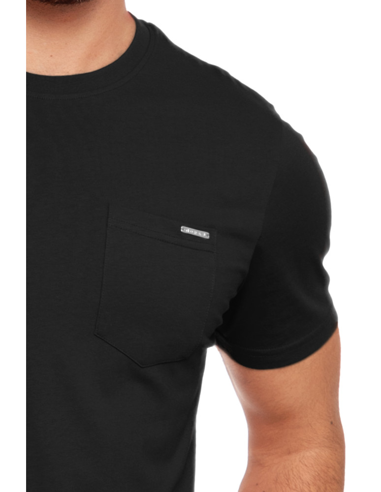 Koszulki, topy, koszule - Koszulka męska T-shirt bawełniany z kieszonką CZARNY - produkt moraj.pl 2