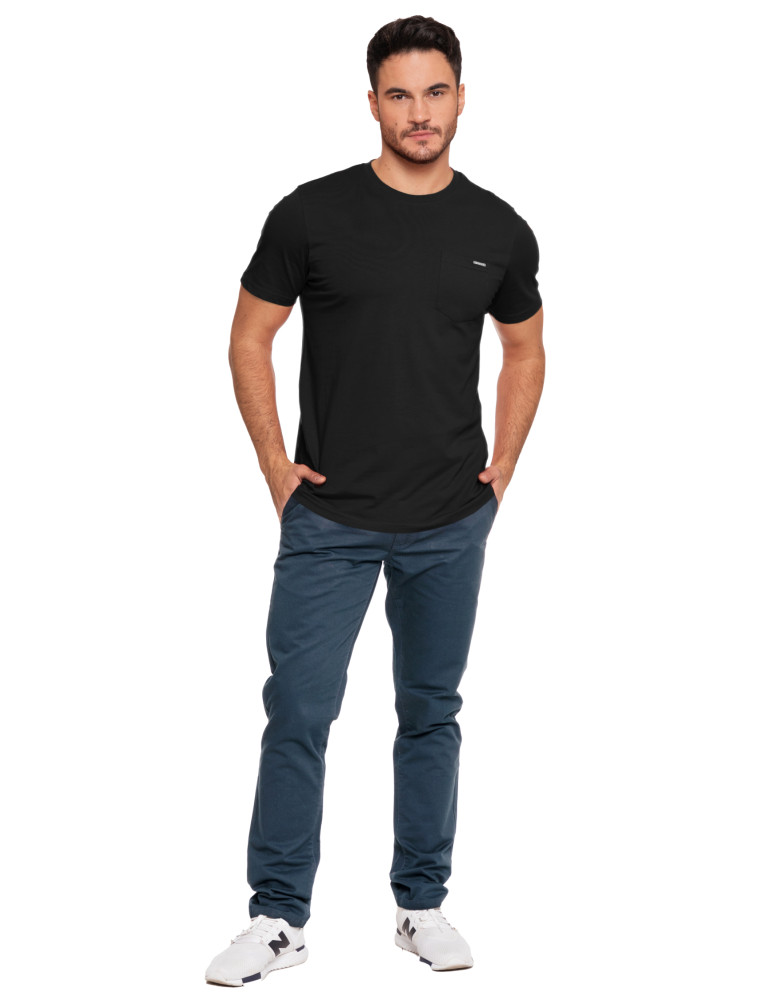 Koszulki, topy, koszule - Koszulka męska T-shirt bawełniany z kieszonką CZARNY - produkt moraj.pl 4